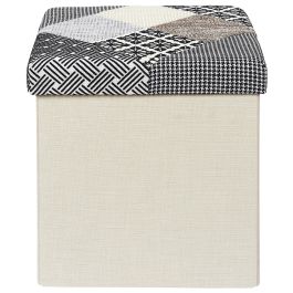 Cofre plegable de puff patchwork gris