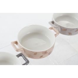 Bol Moderno DKD Home Decor Gris Rosa 12.5 x 4.3 x 16.8 cm Set de 4