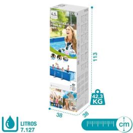 Intex Piscina Rectangular Frame 450x220x84cm con Bomba y Capacidad 7127L PVC+METAL