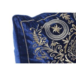 DKD Home Decor Cojin Neoclasico Azul Marino Dorado Terciopelo Poliester 10 x 30 x 50 cm