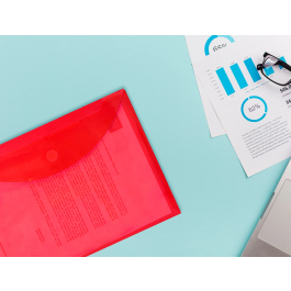 Liderpapel Carpeta Dossier A4 Cierre Velcro Roja Polipropileno 180 Micras