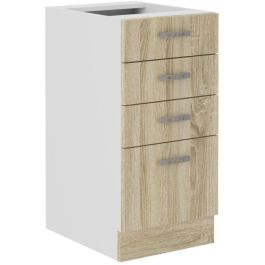 Mueble bajo SARA - 4 cajones - Decoración roble Sonoma - L40xP48xH82 cm - Encimera no incluida - Fabricado en Polonia Precio: 140.49999942. SKU: B1H54XZCXC