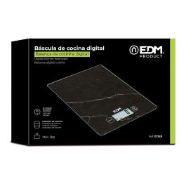 Edm Báscula de Cocina Digital Mod 3, 5 kg, Pantalla LCD, Cristal, Negro