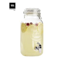 La Mediterranea Tarro Dispensador con Grifo 4L Vidrio 14.5x14.5x31.5 cm (6 Unidades)