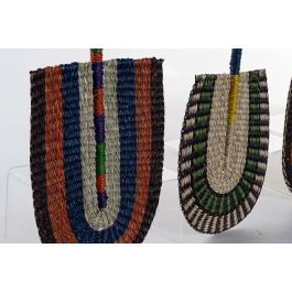 DKD Home Decor Decoración Pared Oriental Paipai Tejido Seagrass Natural Multicolor Diseños Surtidos Set 4 Unidades 46x26x1 cm