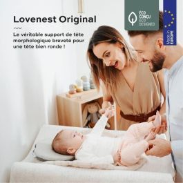 Babymoov Lovenest Soporte ergonómico para la cabeza, ahumado. Previene la plagiocefalia. Algodón transpirable, apto desde el nacimiento para cuna, silla de auto y cochecito.