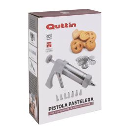 Quttin Pistola Manga Pastelera con Accesorios de Acero - 15 x 6 x 22 cm (12 Unidades)