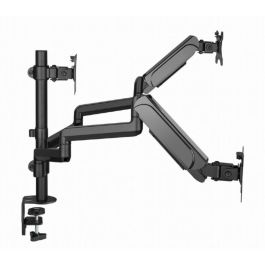 Gembird MA-DA3-01 Soporte para 3 Monitores de Escritorio Ajustable Ergonómico hasta 27", con Brazos Articulados y Resortes de Gas, VESA, Negro