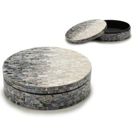 Caja Redonda Nácar Oscura 25 cm - Giftdecor, Aglomerado DM, Blanco/Plata/Negro, 1750 ml (4 Unidades) Precio: 54.68999987. SKU: S3603664