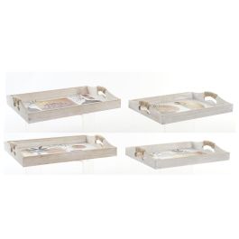 DKD Home Decor Bandeja Set de 2 MDF Negro Dorado 30 x 40 x 6 cm