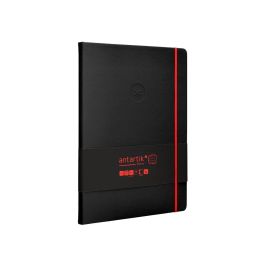 Cuaderno Con Gomilla Antartik Notes Tapa Dura A4 Hojas Rayas Negro Y Rojo 100 Hojas 80 gr Fsc