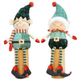 DKD Home Decor Figura Navidad Elfo Tradicional Verde Rojo Poliéster 55 cm Alto Pack 4 Unidades Surtidas