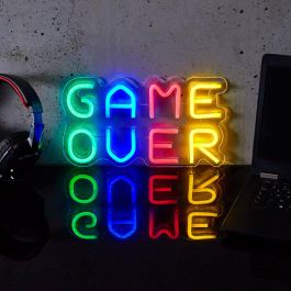 Home Deco Factory Lámpara LED Neon USB 'Game Over' - Efecto Neón, Cable USB 2m