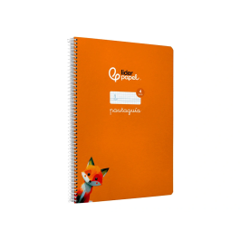 Liderpapel Cuaderno espiral A4 Pautaguía tapa dura 80 hojas 90gr cuadro pautado 4mm color naranja