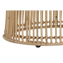 DKD Home Decor Mesita Auxiliar Balines Natural Ratan y Acero 43 x 50 x 43 cm