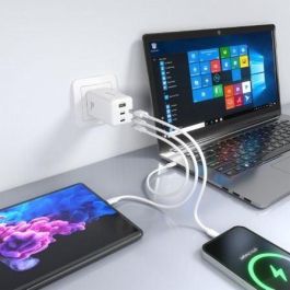 Aisens ASCH-100W3P051-W Cargador de Pared GaN 100W con 2xUSB-C y 1xUSB-A para Portátiles, Móviles, Tablets - Blanco