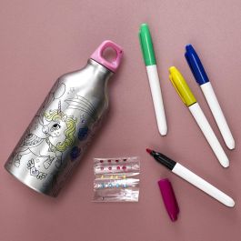 Cook Concept Termo Botella 550 Ml Licorne con Rotuladores y Pegatinas Brillantes