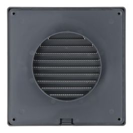 Rejilla ventilación cuadrada empotrable ø 100mm con mosquitera 170x170x11,5mm abs gris