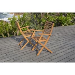 Conjunto de 2 sillones plegables de jardín de eucalipto FSC - 57,5x56x90cm