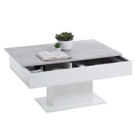 FMD 4029494116864 Mesa de centro bicolor con tapa corrediza gris hormigón y blanco brillante L100 x H46,1 x D65 cm Fabricada en Alemania Precio: 161.49999954. SKU: B19T7C7X73