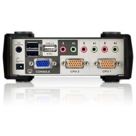 ATEN Switch KVM 2 Puertos USB PS/2 VGA con Audio y Hub USB 2.0 (Cables Incluidos) QXGA 2048x1536