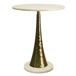 DKD Home Decor Mesita Auxiliar Moderna de Mármol y Metal Blanco Dorado 41 x 53 x 41 cm