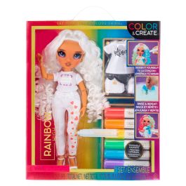 MGA Rainbow High 594147 Muñeca Color & Create Ojos Morados, Personalizable con Pinturas Borrables