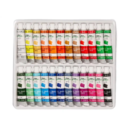 Liderpapel Pintura Gouache/Tempera Caja de 24 Tubos de 12 ml Colores Surtidos con Amplia Gama de Tonos