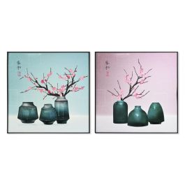 Cuadro Oriental DKD Home Decor Rosa Verde 3 x 80 x 80 cm (2 Unidades) Precio: 101.50000058. SKU: B15RFWCD33