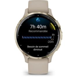 Garmin AAAAL87478 Reloj inteligente GPS Venu 3S, 30,4 mm (1,2"), acero dorado suave, caja lino, correa silicona lino