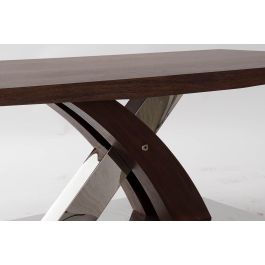 DKD Home Decor Mesa de Centro Moderna Madera y Acero Marron Oscuro Plateado 120 x 60 x 43.5 cm