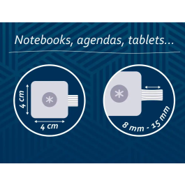 Antartik Portabolígrafo Autoadhesivo para Cuaderno, Elástico Ajustable hasta 15mm, Color Azul Marino, 40x40 mm