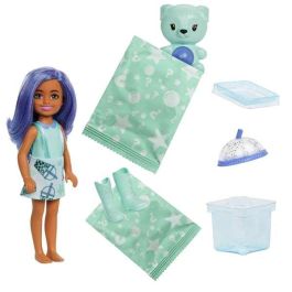 Barbie HRK63 Muñeca Chelsea Pop Reveal Serie Bubble Tea con 5 Sorpresas, Olor Sensorial y Cubito Reutilizable +3 Años