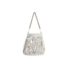 Portavelas Home ESPRIT Blanco Madera Cristal 35 x 35 x 32 cm (2 Unidades)