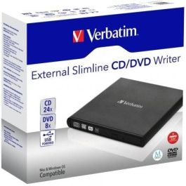 Verbatim Grabadora y Lector Externo de CD-DVD Slimline, Compatible con MDISC, Alimentación USB 2.0