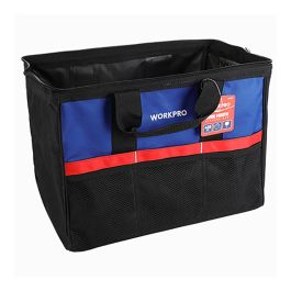 Workpro Bolsa de Herramientas con Cremallera, Bolsillo de Malla, 32x21x23 cm, para Herramientas Manuales y Accesorios