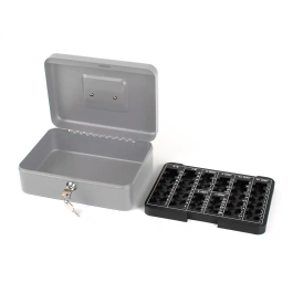 Q-connect Caja caudales 10/ 250x180x90 mm Plata con portamonedas y 2 juegos de llaves