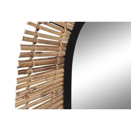 DKD Home Decor Espejo Balines Ratan, Espejo, Metal Negro, Natural 63 x 1.5 x 92 cm