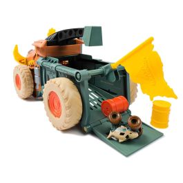 Spin Master 6071776 Monster Jam Vehículo Megalodon Mad Hog con 1 Mini Jam a escala 1:87 y 2 barriles, +3 años