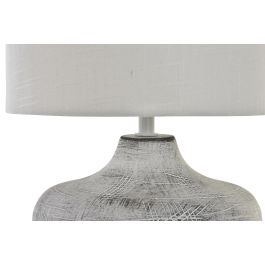 DKD Home Decor Lámpara de Sobremesa Romántica Gris y Blanco, Pack 2 Unidades, 22x31x22 cm, Gres/Poliéster, Bombilla E27