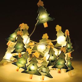Guirnalda a pilas fija 20 leds motivos navideños (regalos, muñecos de nieve, árboles y renos) 1,05m
