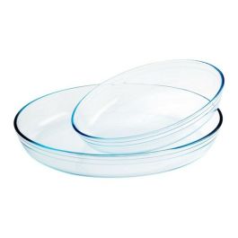 Ô Cuisine Set 2 Fuentes Oval Horno de Vidrio Borosilicato Transparente 40x29x9 cm - Apto Horno hasta 300°C, Microondas, Congelador