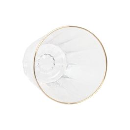 DKD Home Decor Vaso Glam de Cristal Transparente y Dorado 350ml Set de 6 apto para microondas y lavavajillas 9 x 10.5 x 9 cm