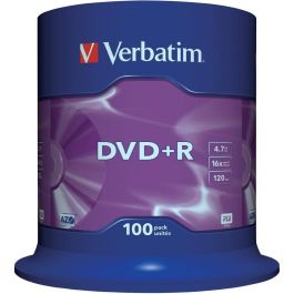 Verbatim DVD+R 4.7GB 16x Matt Silver Spindle 100 Unidades Precio: 63.50000019. SKU: S8419651