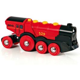 Brio World 33592 - Potente locomotora roja a pilas de madera con faros y sonido, juguete infantil para niños +3 años
