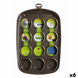 Moldes para Magdalenas Pyrex Asimetria Negro 38 x 25 x 5 cm (6 Unidades) Precio: 103.4999999. SKU: S2706948