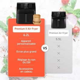 Cosori COS1713857138884 Freidora sin Aceite Premium II Chef Edition - 6.2 L, 12 Programas, 1700 W, Negra + 50 Papeles de Horno