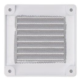 Edm Rejilla ventilación cuadrada con tapones y mosquitera 100x100x7mm ABS Blanca