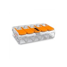 Wago Conector rápido con palanca 5 vías, Ø máximo 4 mm², 450V, 32A, transparente 30x18.6x8.4 mm