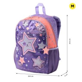 Totto Mochila Morral Star Cat M MJ04STC002-2410-4Q8M Morado Niña Poliester Estampado Satín Funcional